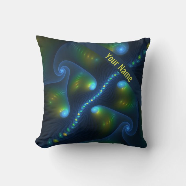 Almofada Fantasy Lights Abstrato Art Blue Yellow (Frente)