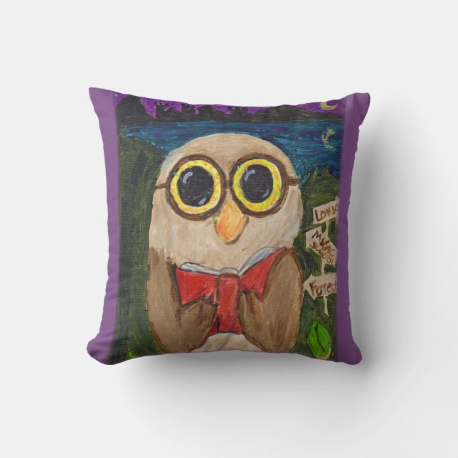 Almofada Fantasy Reader Owl Folk Art (Frente)