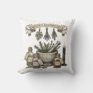 Almofada Farmácia de Bruxa Pilão de Ervas Vintage Cozinha