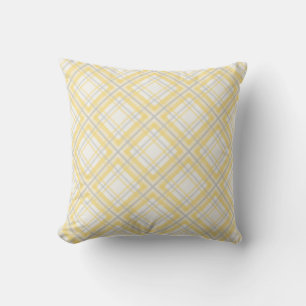 Almofada Farmhouse Cottagecore Xadrez, Amarelo, Cinza, Crem