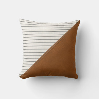 Almofada Farmhouse de Triângulo Linen, em Tan Leather White