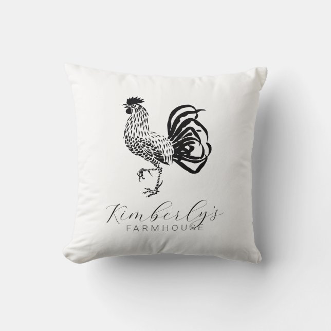 Almofada Farmhouse Rooster Custom Kitchen Throw Pillow (Frente)