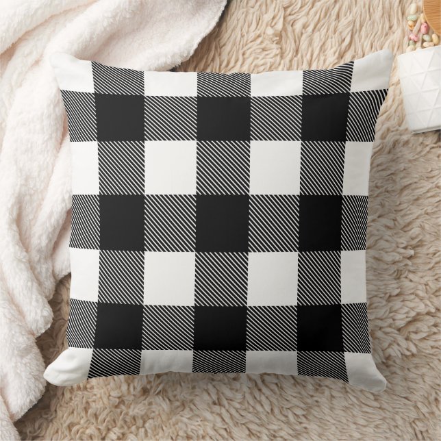 Almofada Farmhouse Rustic Black and White Buffalo (Cobertor)