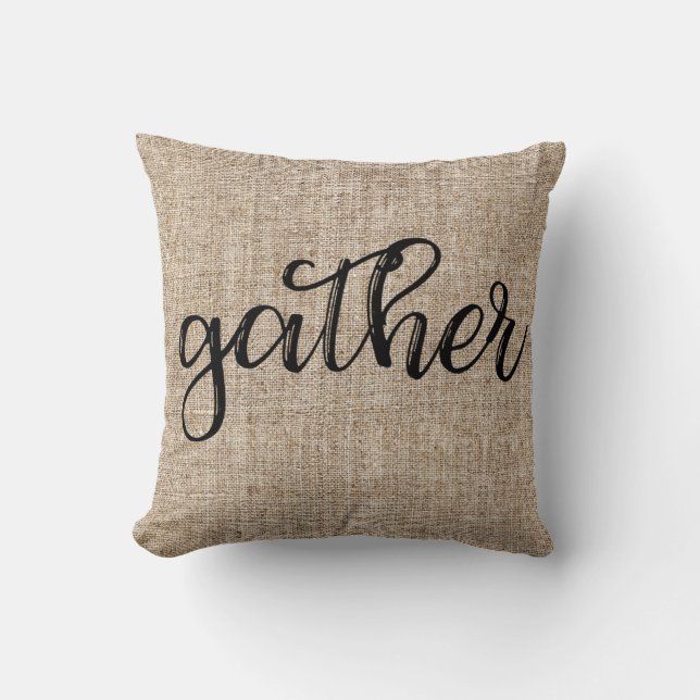 Almofada Farmhouse Rustic Brown Saindo Burlap Junto (Frente)