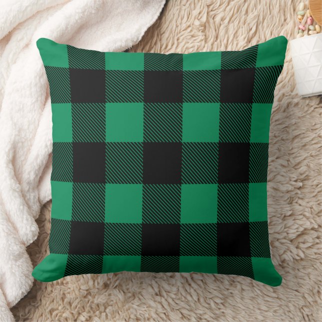 Almofada Farmhouse Rustic Green and Black Buffalo Xadrez (Cobertor)