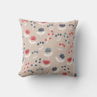 Almofada Farmhouse Simples Red Blue Floral Country Na moda