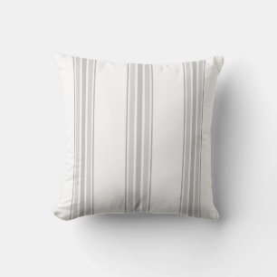 Almofada Farmhouse Ticking Stripes, Cinzas em Branco