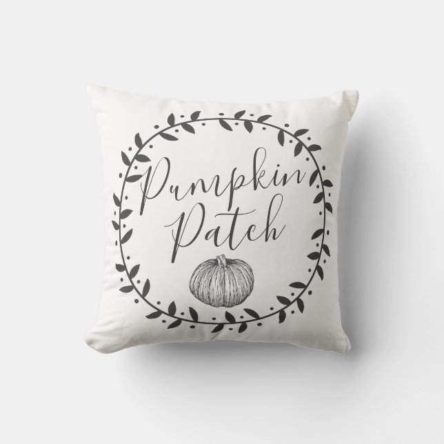 Almofada Farmhouse Wreath Pumpkin Patch (Frente)