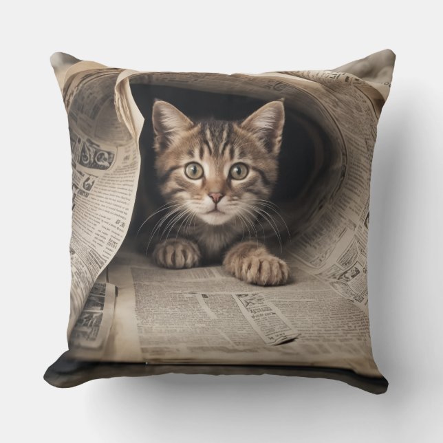 Almofada fatastick cat Throw Pillow (Frente)