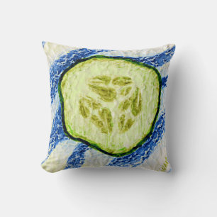 Almofada Fatia de Designer do Pepino em Azul