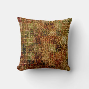 Almofada Faux Alligator Pele Vermelha de Couro Vermelho