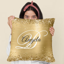 Faux Brilho Dourado Brilho e Folha Monograma Chiqu
