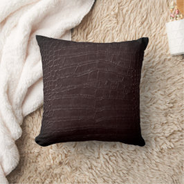 Almofada Faux Brown Alligator Crocodile Leather Impressão