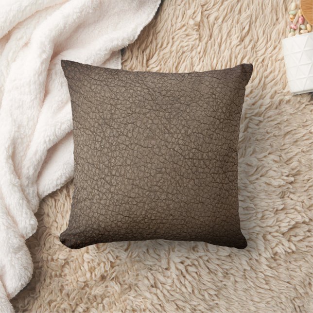 Almofada Faux Brown Animal Leather Impressão Crocodilo (Cobertor)