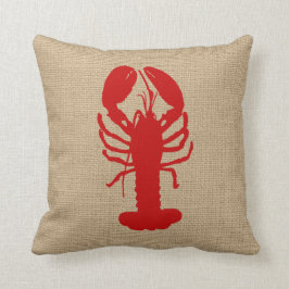 Almofada Faux Burlap com Travesseiro Náutico de Lagosta
