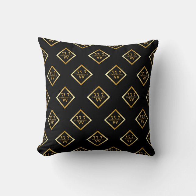 Almofada Faux Gold Axis Monogram – Black & Gold (Frente)