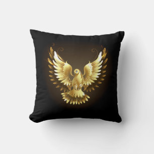Almofada Faux Gold Foil Peace Dove em Preto