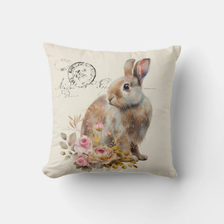 Almofada Faux linen french Bunny com rosas