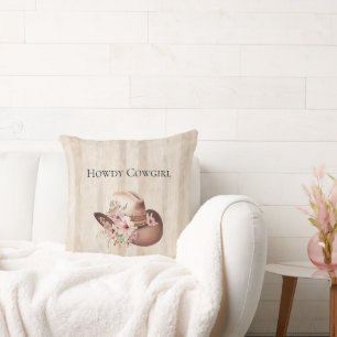 Almofada Faux Rustic Cream Wood Rosa Rosa Rosa Cowgirl