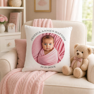 Almofada Favor de Batismo de Menina com Foto Especial