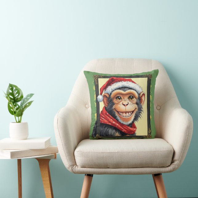 Almofada Favoritos Engraçados de Natal Animal - Macaco 2 (Cadeira)