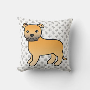 Almofada Fawn English Staffie Cute Cartoon Dog & Paws