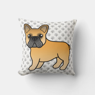 Almofada Fawn French Bulldog Cachorro de Cartoon
