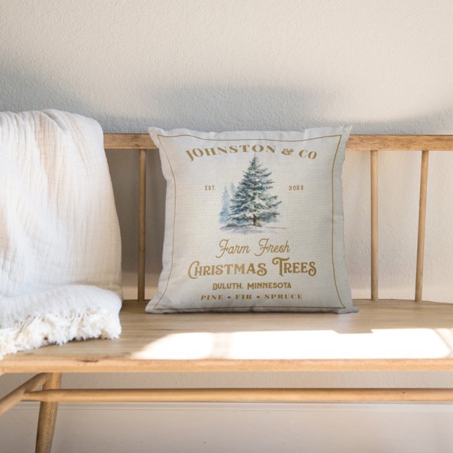 Almofada Fazenda de Árvore de Natal do Sobrenome Dourado Bu (Criador carregado)