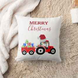 Almofada Fazenda de Trator de Natal Vermelho