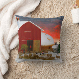 Almofada Fazenda Life Barnyard no Winter Horatio Shaw 1885