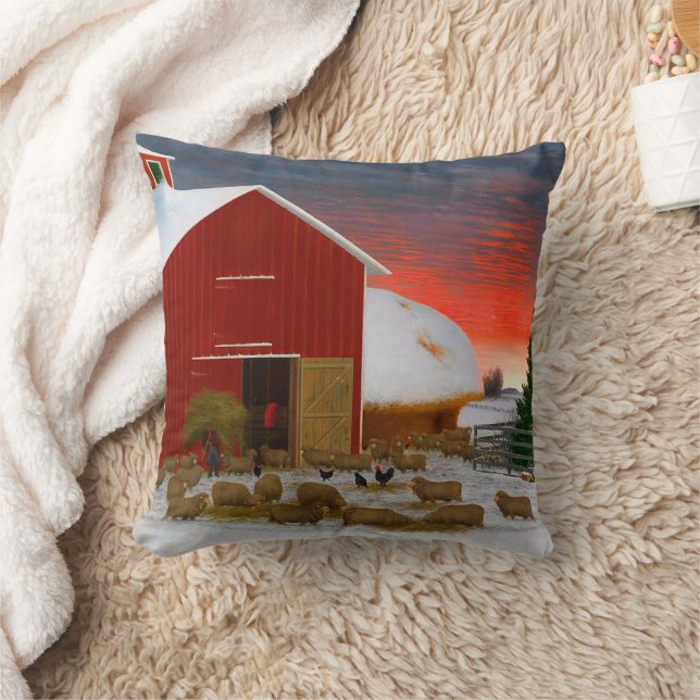 Almofada Fazenda Life Barnyard no Winter Horatio Shaw 1885 (Cobertor)