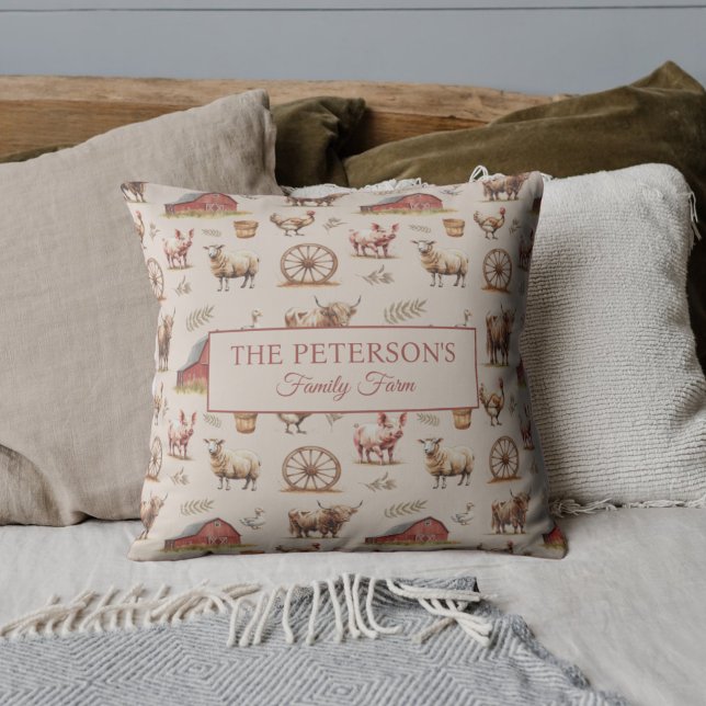 Almofada Fazenda Personalizada da Família (Criador carregado)