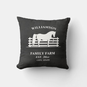 Almofada Fazenda Rancho Cavalo Negro Quadro Branco