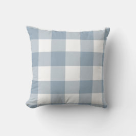 Almofada Fazenda Rustico Azul Cinza Xadrez Quadrado Búfalo