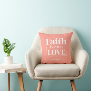 Almofada "Fé, esperança, amor" Christian/Bíblia Travesseiro