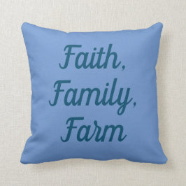 Almofada Fé, família, Fazenda, azul bonito em azul