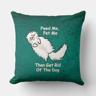Almofada Feed Me, Pet Me Cat Throw Pillow 