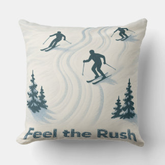 Almofada Feel the Rush Ski Throw Pillow Gift for Ski Lovers