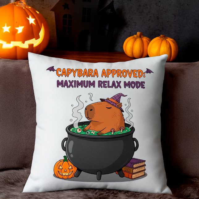 Almofada Feiticeira Engraçado Capybara Halloween Assistente (Criador carregado)