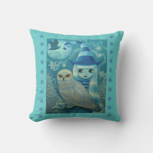 Almofada Feiticeira Grande e Bonita com Snowy Owl & Moon