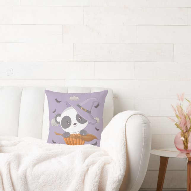 Almofada Feiticeira Panda e Halloween Roxo Bats (Sofá)