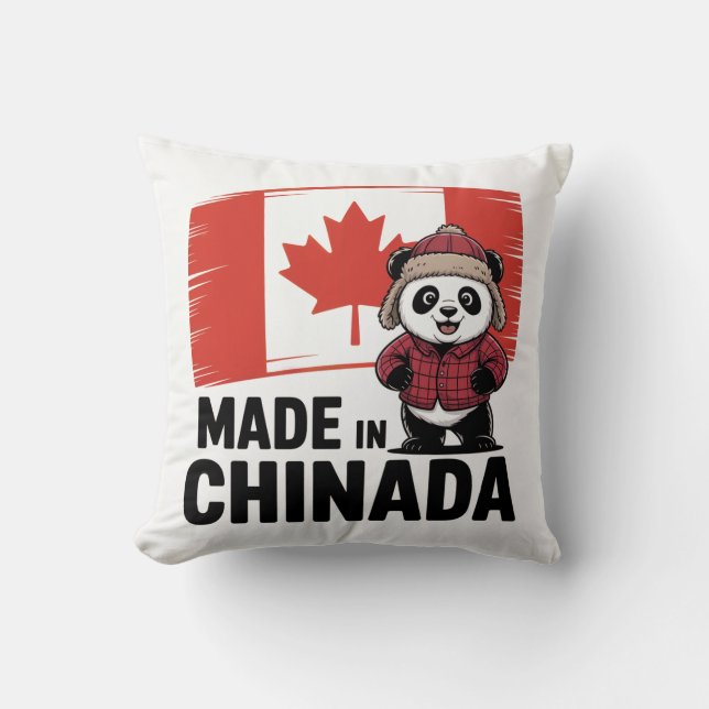 Almofada Feito em Chinada Panda - Chinês - Canadense (Frente)