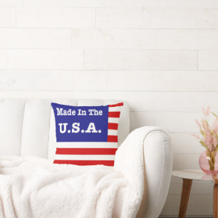 Almofada Feito nos EUA Bandeira Americana Vermelha Branca e
