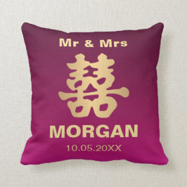 Almofada Felicidade dupla Dourada personalizada para casame