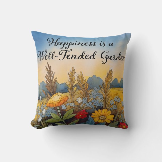 Almofada Felicidade é um Travesseiro de Jardim Bem Tendido (Frente)