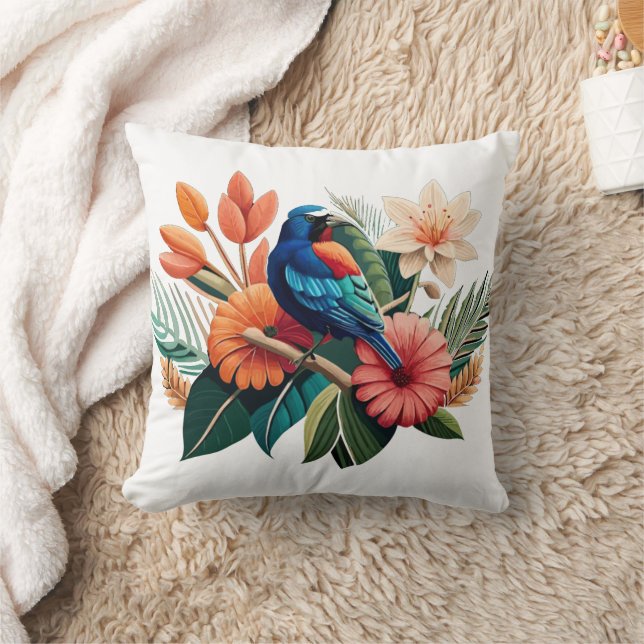 Almofada Felicidade tropical: Fusão vibrante da Flora (Cobertor)