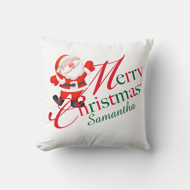 Almofada Felicidades Natal Vermelho e Branco (Frente)