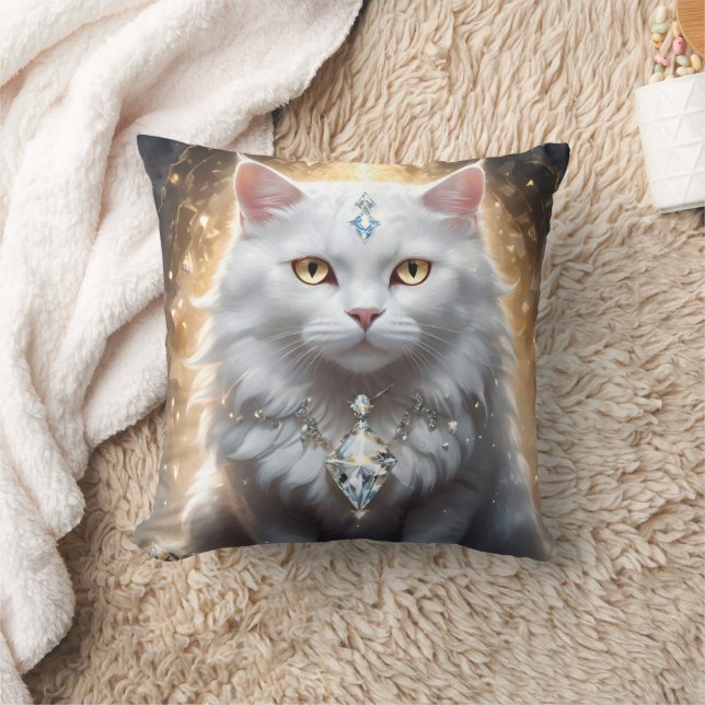 Almofada "Feline Fortune: O Diva Com Diamante" (Cobertor)