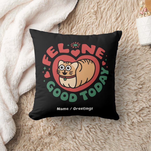 Almofada Feline Good Today Whimsic Cat Design (Cobertor)