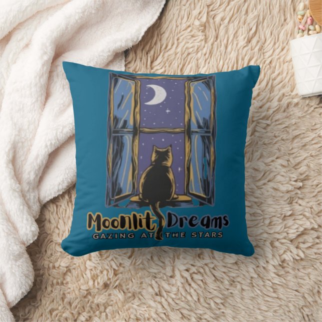 Almofada Felino Espantoso: Gato Negro em uma Noite Mágica (Cobertor)